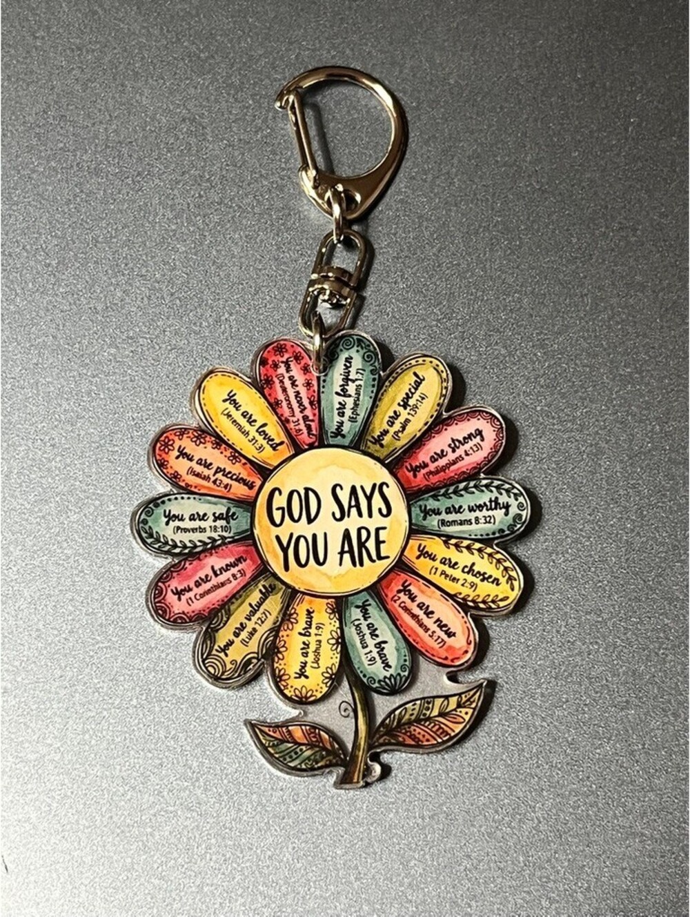 Inspirational God Says You Are Flower Keychain - Uplifting Gift